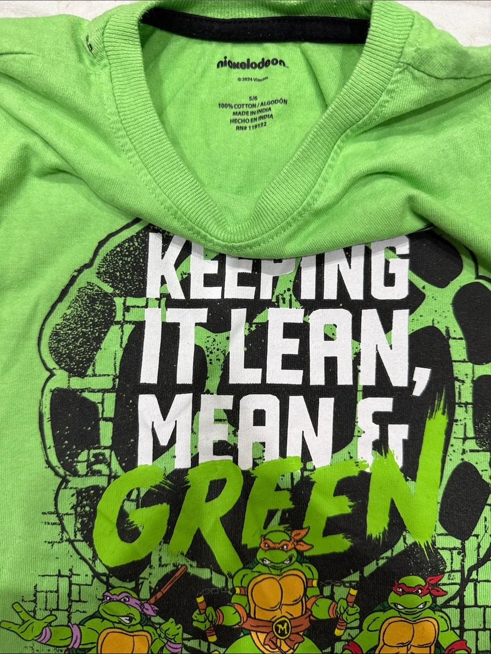 Nickelodeon teenage mutant ninja turtles Bright Green TMNT Graphic Tee